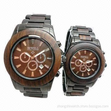 Amazing Wooden Watch w/ Natural Sandalwood/Maple Wood and Metal Case and Band, Japan Miyota Movement